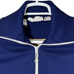 White Stag Speedo Jacket 80's White Blue Warm Up Jacket Vintage Full Zip EUC‎